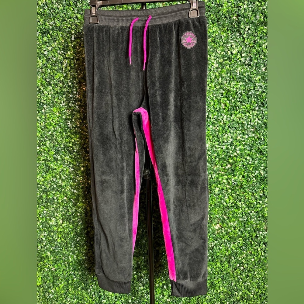 Converse All-Star Girl's Black Joggers Velour Sweatpants Size Large